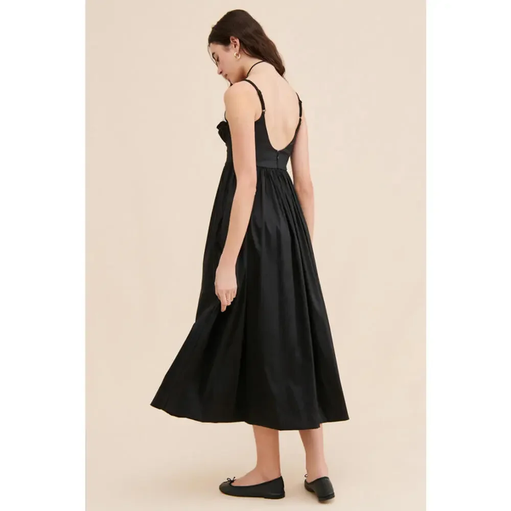 Anthropologie x For love and lemons - Black Midi Dress, Lace Trim, size XS - Picture 3 of 11